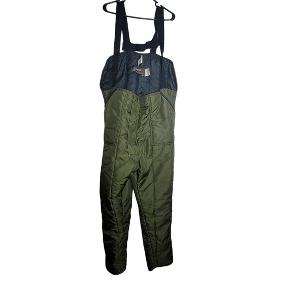 Refrigiwear Bib Overalls Pants Vtg Green Zipper Snap Med Large Winter Adult